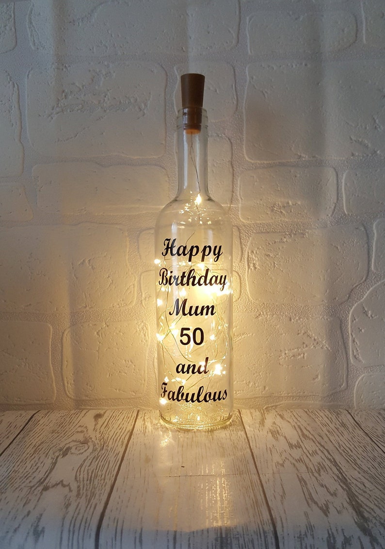 PERSONALISED BIRTHDAY GIFT LIGHT UP BOTTLE 16TH 18TH 21ST 30TH 40TH 60TH MUM