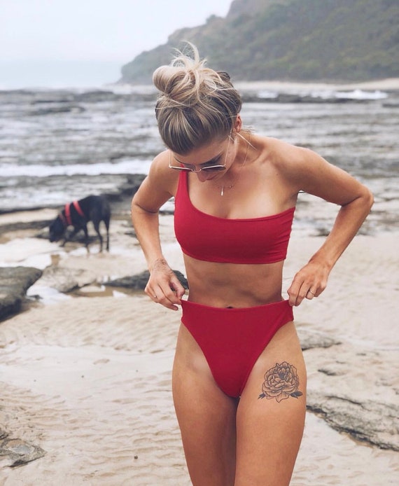 red bathing suit two piece