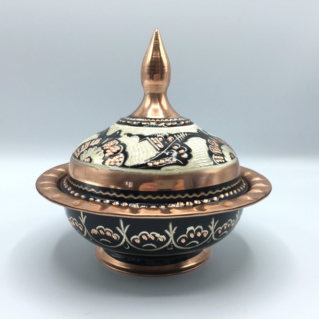 Decorative Candy Bowl With Lid Engraved Copper Sugar Bowl Etsy