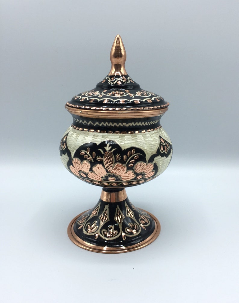 Decorative Candy Bowl With Lid Engraved Copper Sugar Bowl Etsy