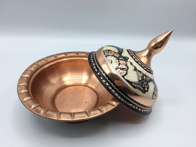 Decorative Candy Bowl With Lid Engraved Copper Sugar Bowl Etsy