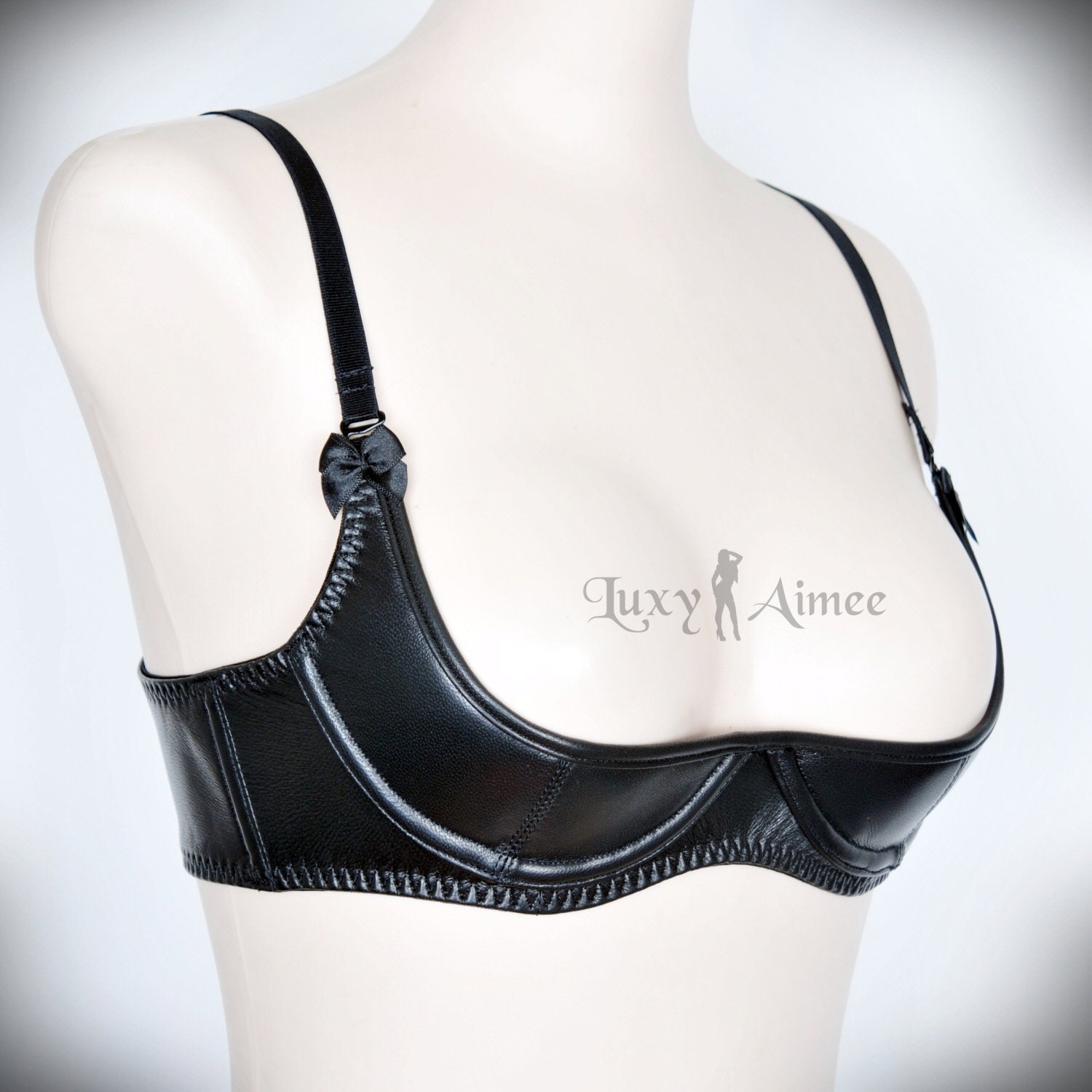 Cristin REGULAR size / basic quarter cup bra / Luxury Black Etsy