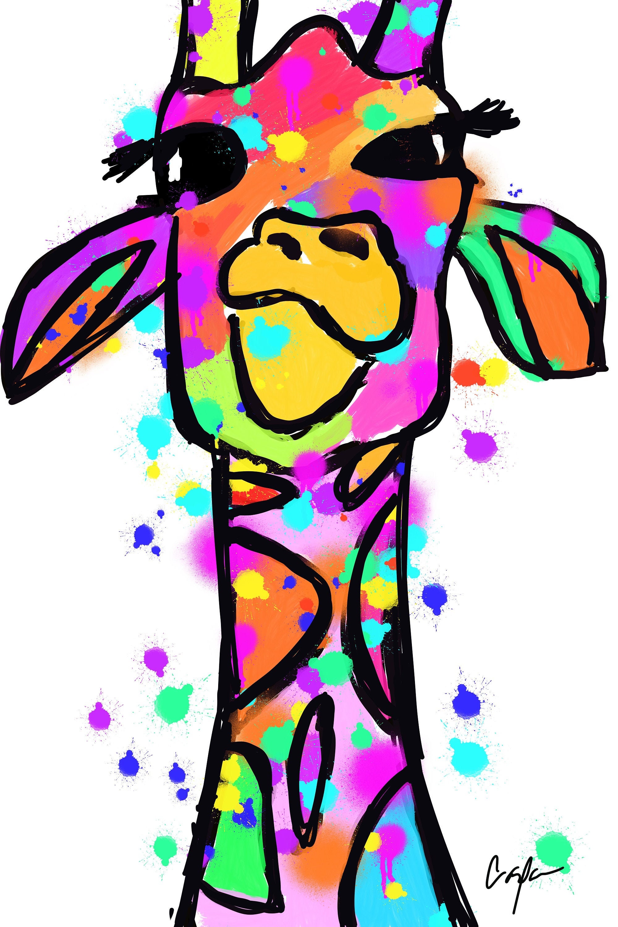 Bright Colored Giraffe - Etsy