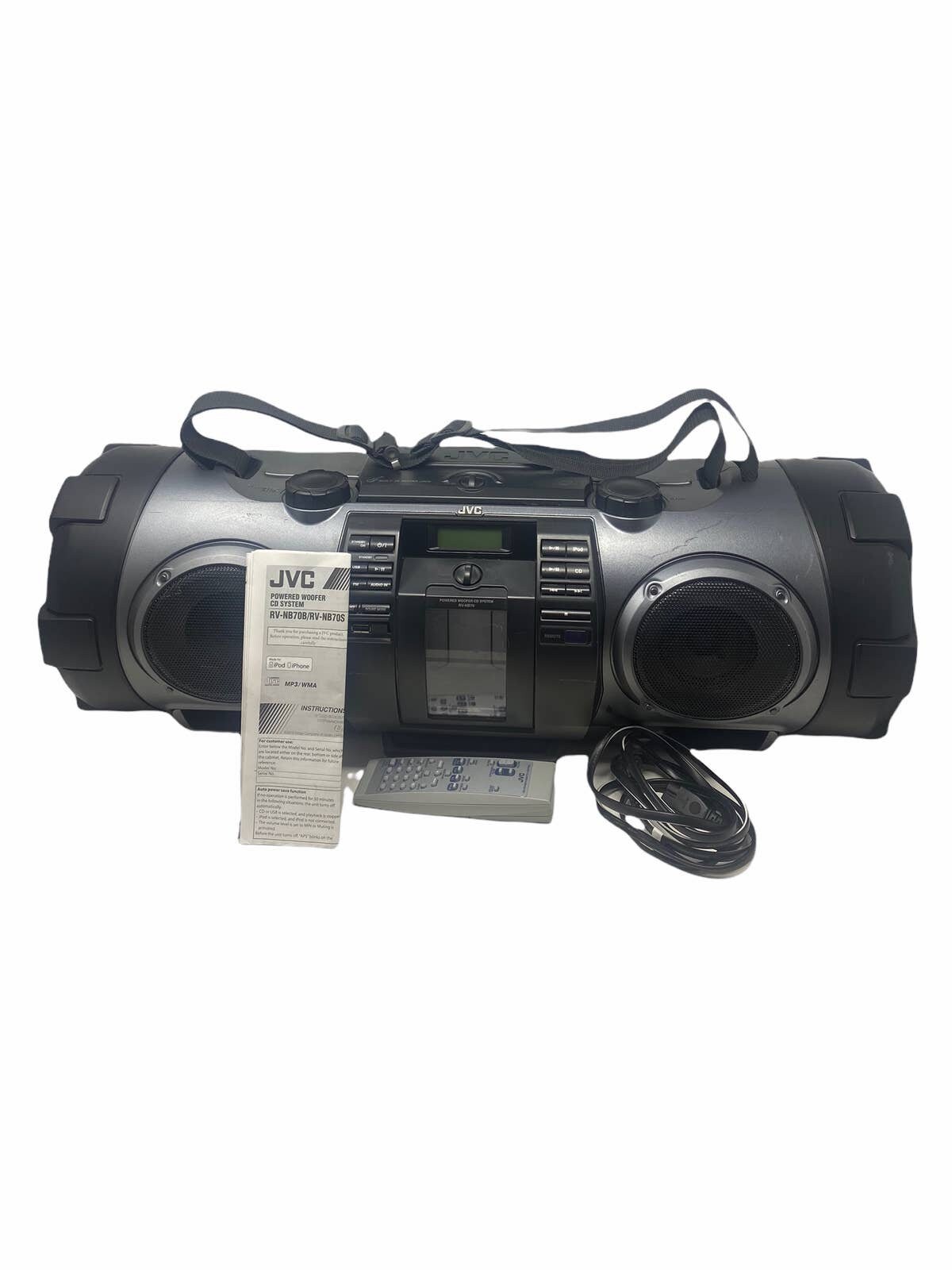 JVC Rv-nb70b Boombox Powered Woofer CD System Black Portable