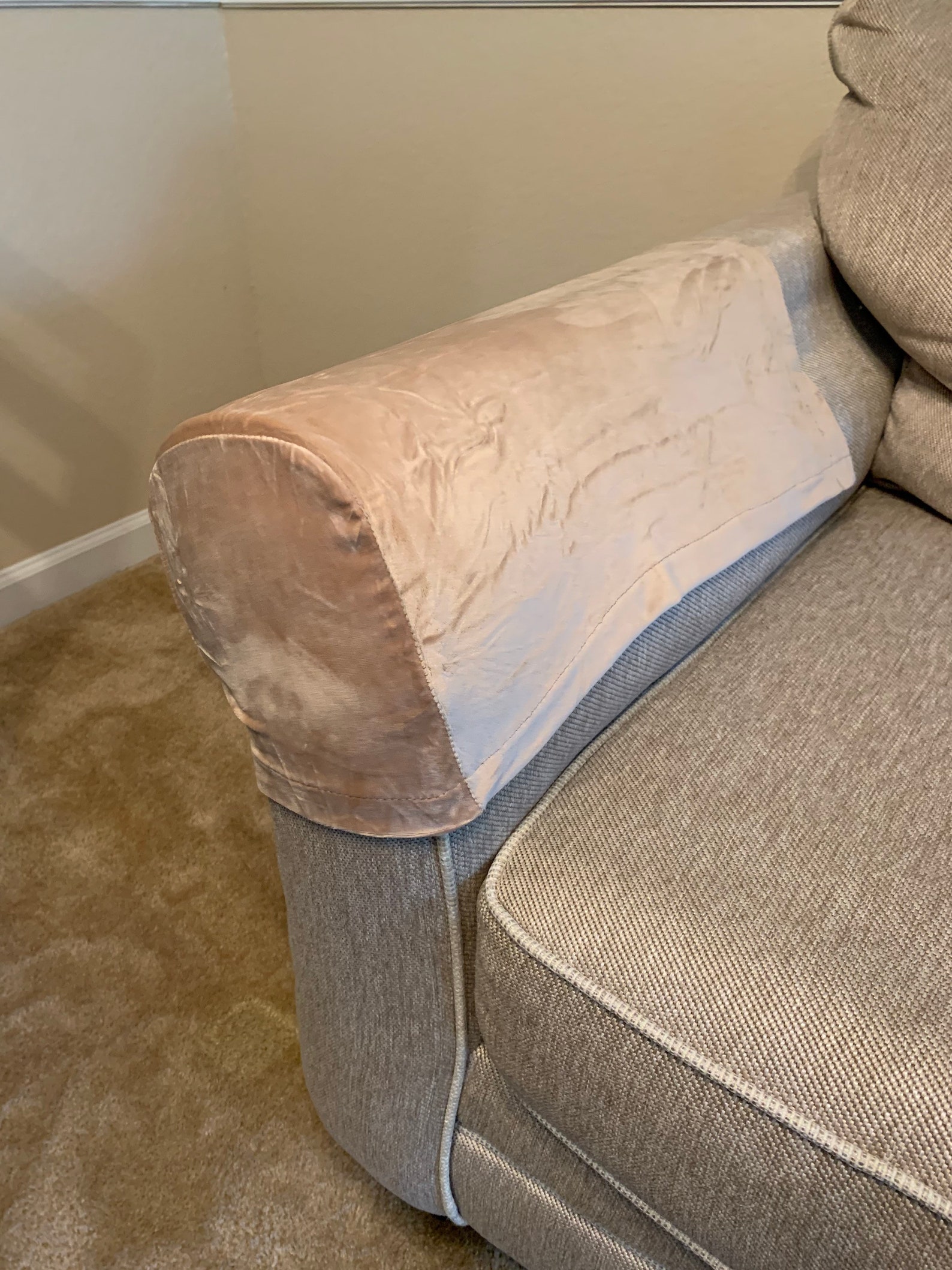 Beige Velvety Arm Covers for Sofas Includes Upholstery Pins to Etsy