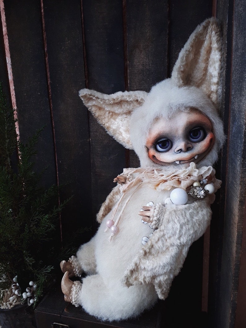 TeddyBlythe Cute White Bat OOAK Custom Blythe Doll Etsy