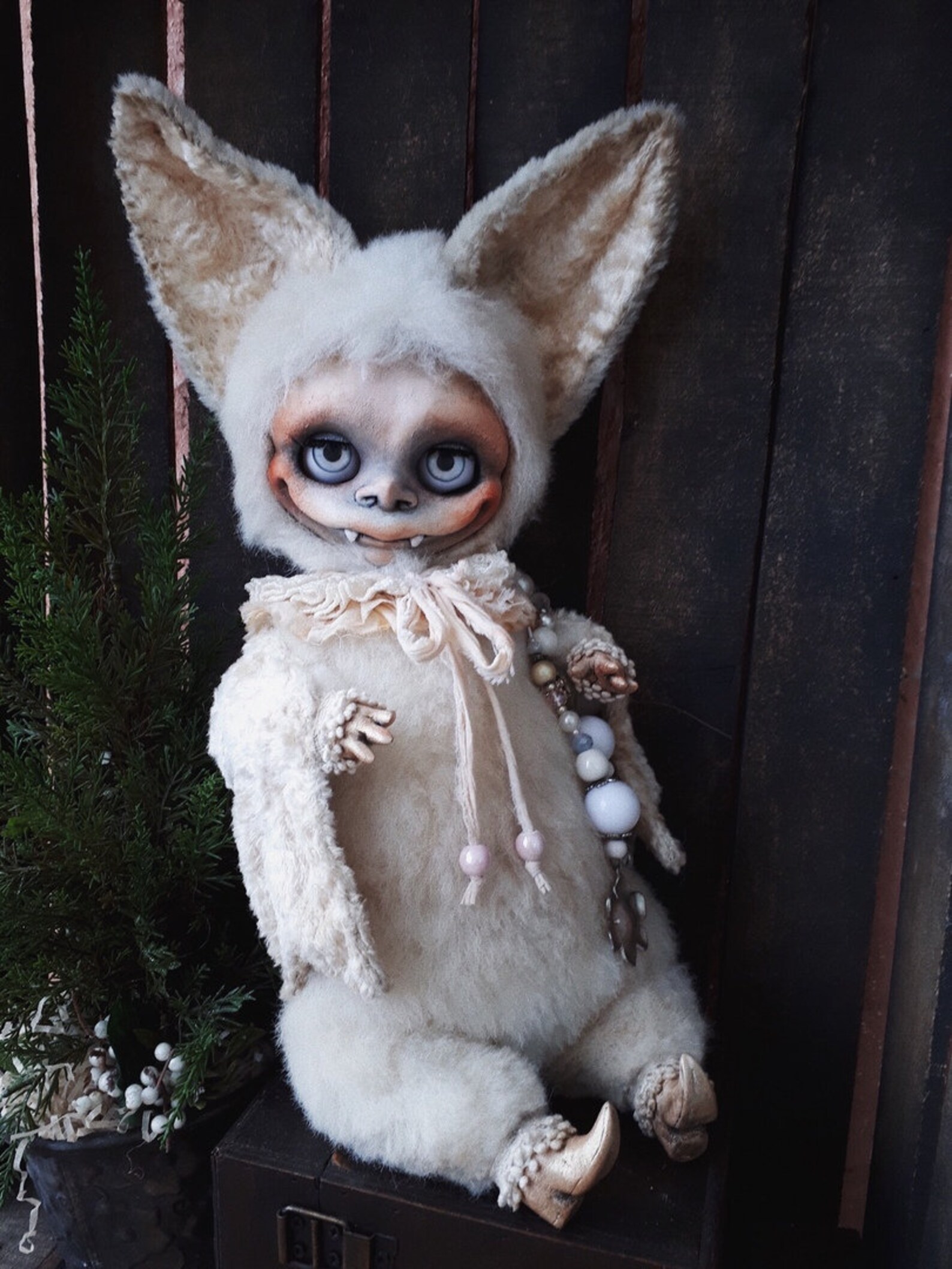 TeddyBlythe Cute White Bat OOAK Custom Blythe Doll Etsy