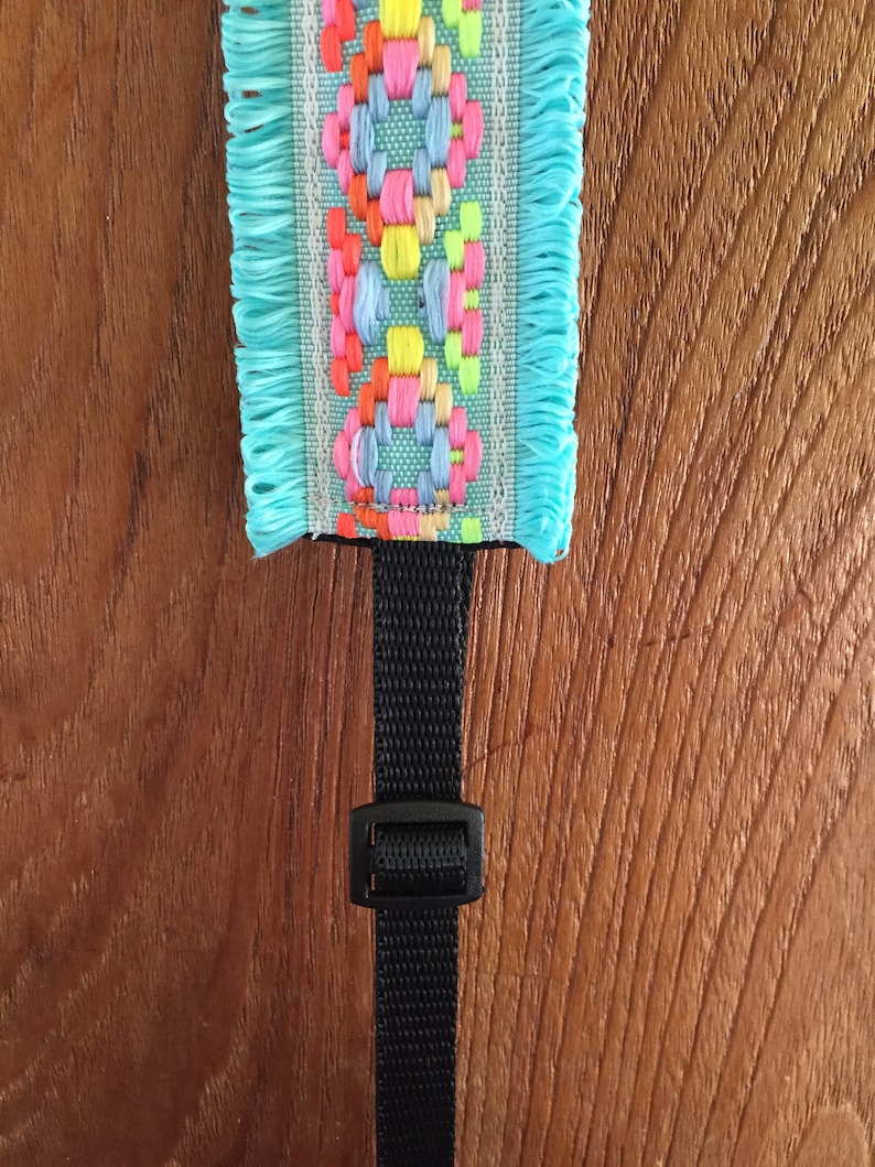 Adjustable CAMERA STRAP Neon Fabric Woven Camera Strap Camera Strap Ethnic dslr camera strap Boho canon camera strap nikon camera strap