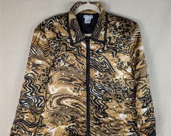 VINTAGE Shelly & Arnold Quilted Cheetah Sequence Puffer Jacket | L