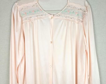 VINTAGE Vassarette Satin Light Peach Nightgown | XL