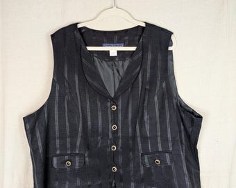 VINTAGE Maggie McNaughton Black Striped Vest | 22W