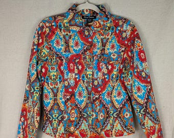 Gaudy Couture Multicolor Sequence Jean Jacket | S
