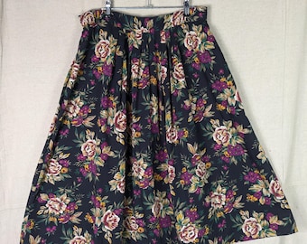 VINTAGE Separat utgåva Marinblå blommig kjol | 16