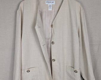 VINTAGE Brownstone Studio Cream Linen Blend Buttons Down Jacket | 14