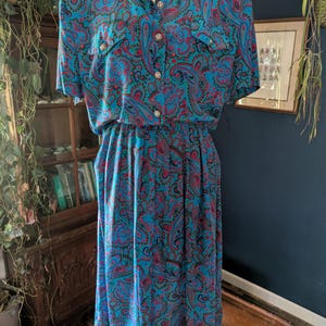 Vestido azul vintage de Leslie Fay / 16