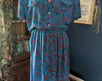Leslie Fay Vintage Blue Dress | 16