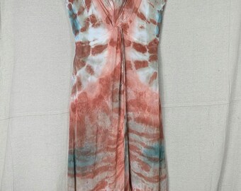 Young Fabulous & Broke Rosa Blå Vit Tie Dye V-ringad Maxiklänning Viskos | M