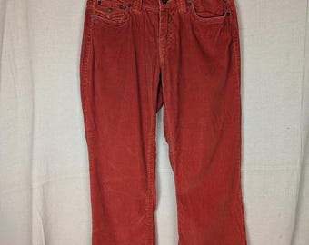 Mixit Women's Corduroy Low Rise Red-Orange Pants | 10