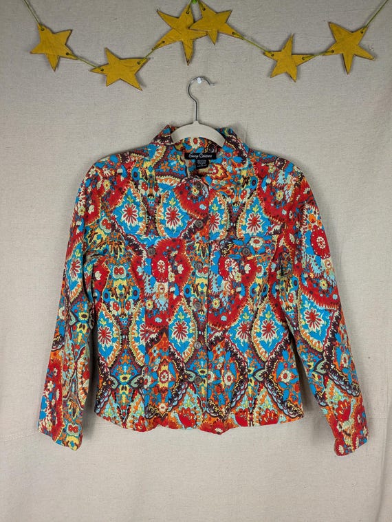 Gaudy Couture Multicolor Sequence Jean Jacket | S
