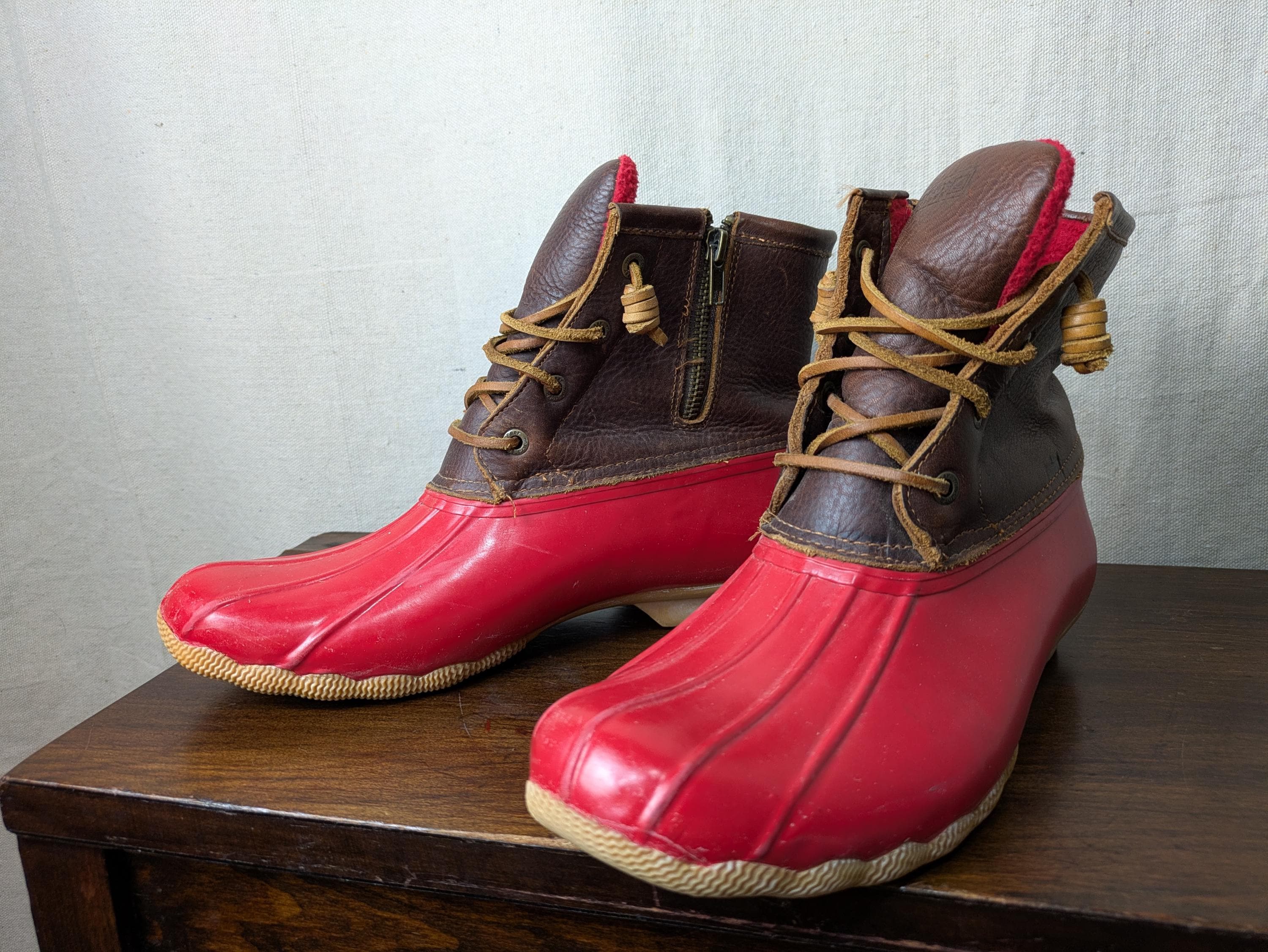 Vintage Servus Western Rubber Boots Made In USA Men\'s 10 Lined Red Rare 1980 main image 2
