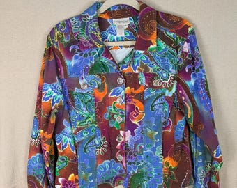 Coldwater Creek Colorful Jean Jacket | L