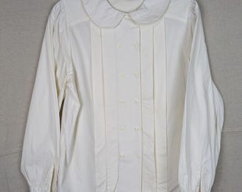 Jantzen 100% Cotton Peter Pan Collar Pleated Blouse | 10