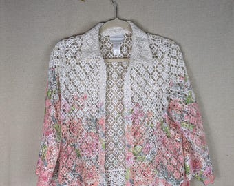 Alfred Dunner Pink Lace Blouse | M