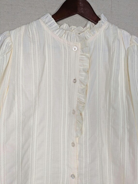 Cream Ruffle Collared Button Down Blouse | S - image 4