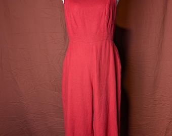Strapless Linen Coral Jumpsuit | M