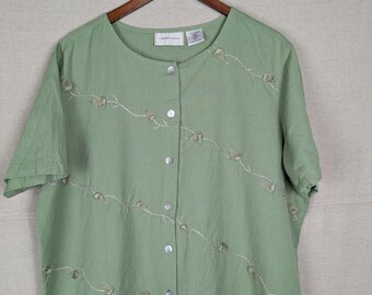 Vintage Lemon Grass Green Blouse | 20W