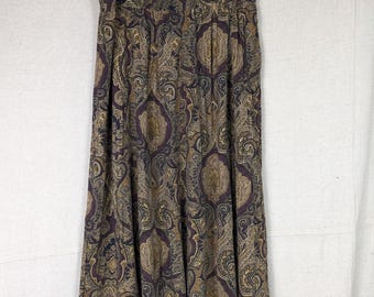 VINTAGE Liz Baker 100% Rayon Brun Midikjol | 1X