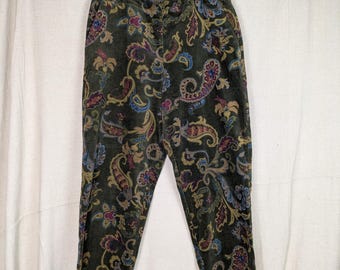 VINTAGE Talbots Corduroy Paisley Bohemian Pants | 14