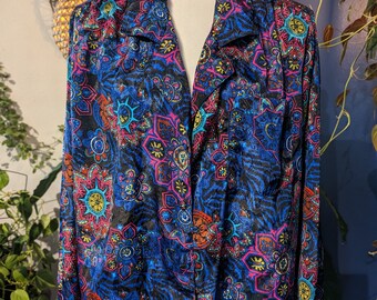 Retro Patterened Blouse | Faux Pajama Top | 14