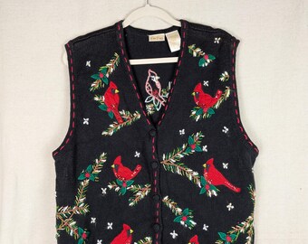 VINTAGE Bobbie Brooks Woman Embroidered Cardinal Vest | 18W/20W