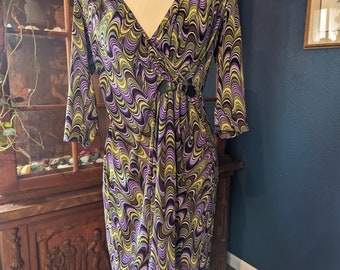 Vintage Purple and Green Dress | M