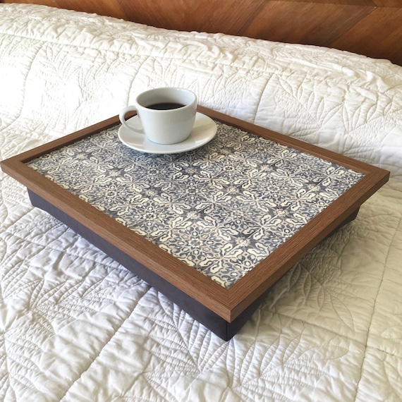 FLEUR BLUE Lap Tray With Bean Bag Pillow Cushion: High Quality Cushioned,  Padded, Laptop Desk, Breakfast in Bed, TV Dinner Eating Tray Table 