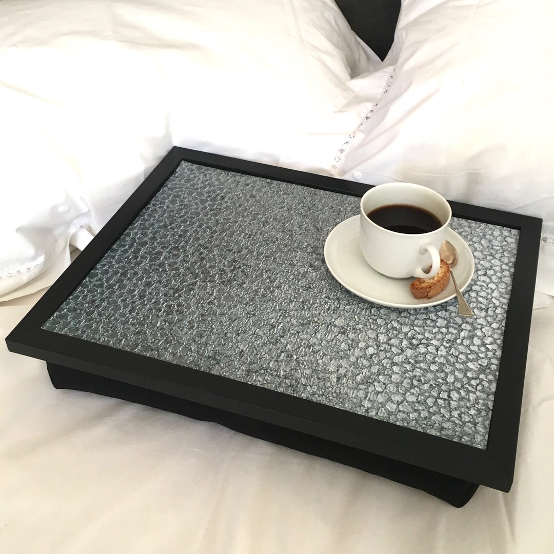 IRIDESCENT Teal Grey Lap TRAY High Quality Bean Bag Cushion, Breakfast