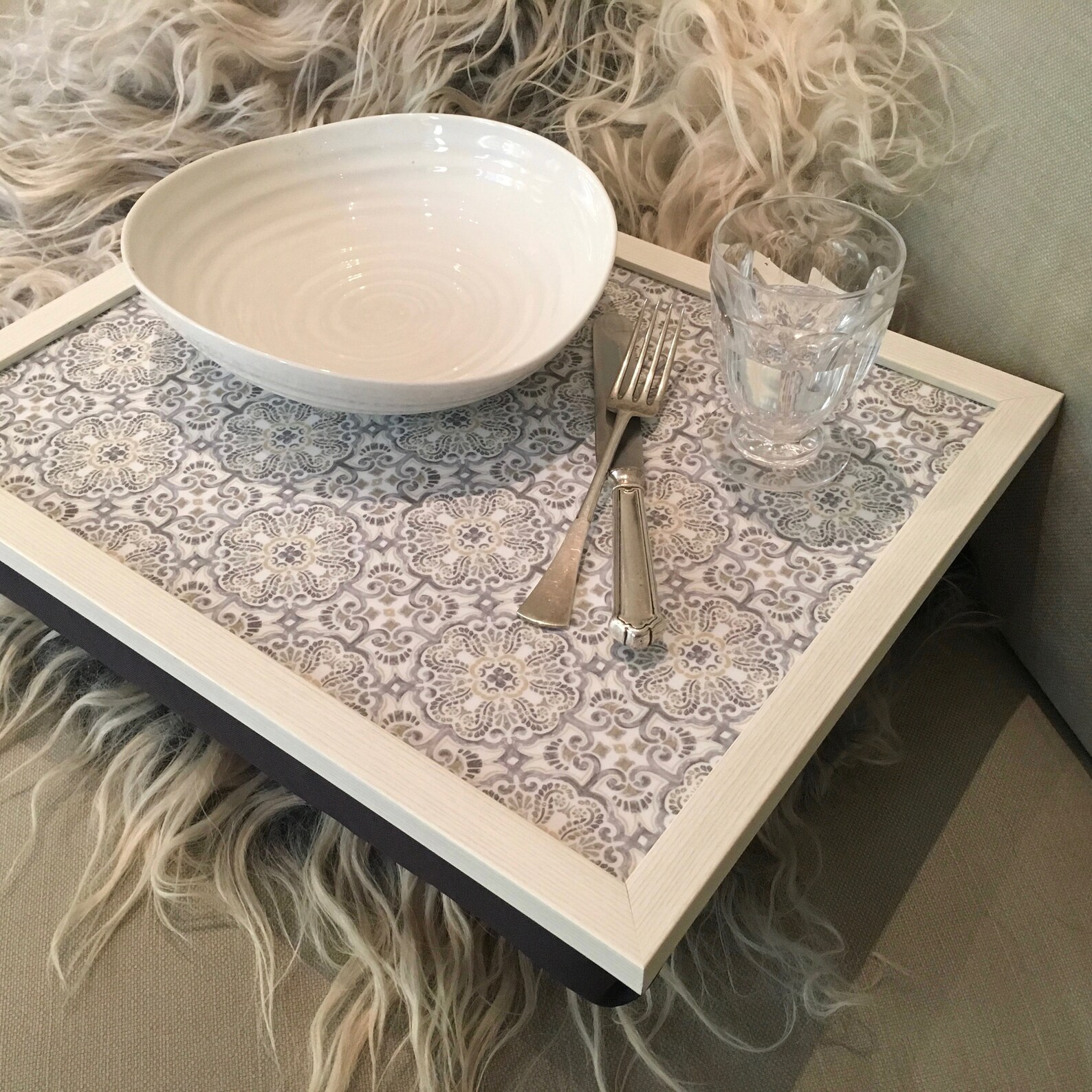 FLEUR GREY Lap Tray Desk With Bean Bag Pillow Cushion Quality Etsy