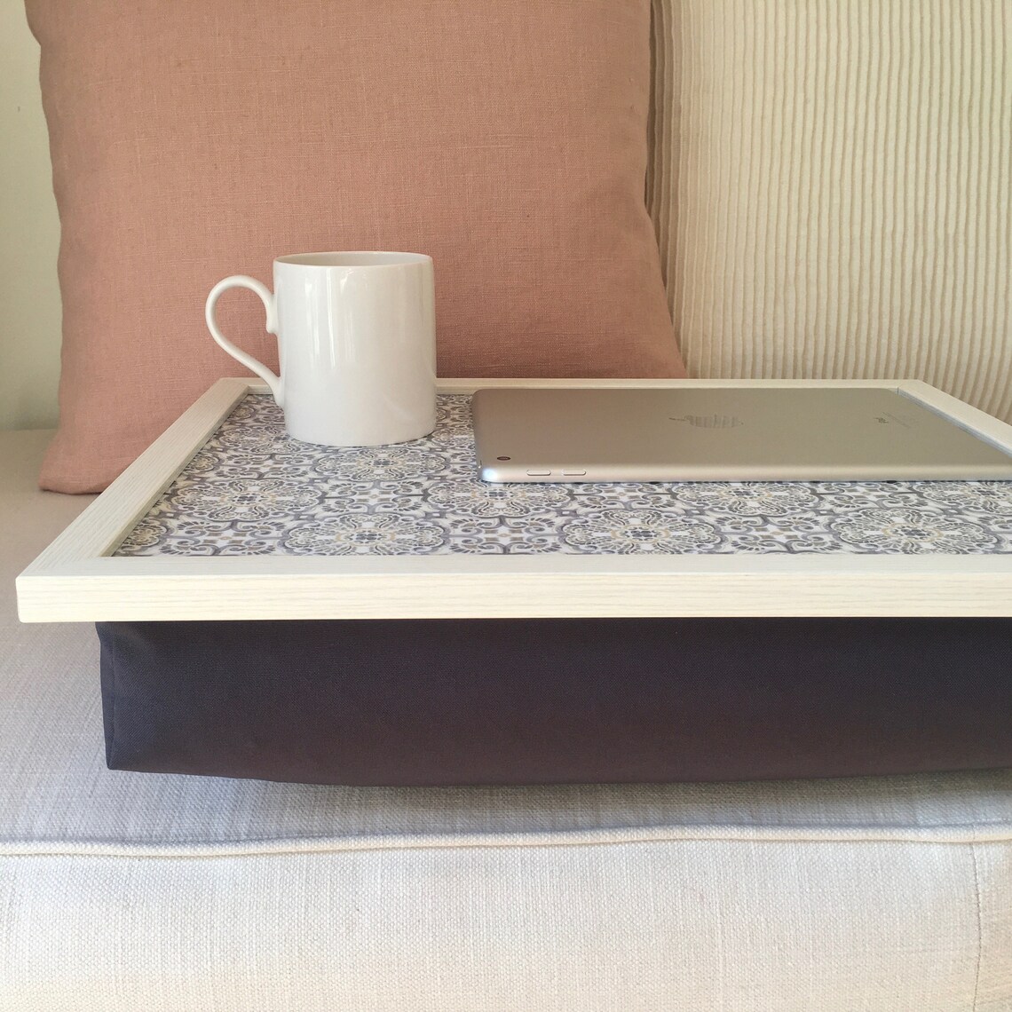 FLEUR GREY Lap Tray Desk With Bean Bag Pillow Cushion Quality Etsy