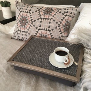 TERRA 53 Grey Lap TRAY: High Quality Bean Bag Cushion, Breakfast in Bed, TV Dinner Tray,  Laptop Pillow Tray Table Lap Desk