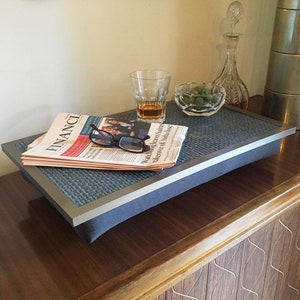 Linen 83 LARGE Laptop Lap Tray Desk: Extra Wide Laptop Bean Bag Cushion, Breakfast in Bed, TV Dinner, Pillow Tray Table for Eating
