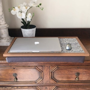 LARGE Blue Lap Trays: Extra Wide Laptop Lap Desk Table, Portable Bean Bag Cushion Tray, Breakfast in Bed, TV Dinner Food Tray for Eating