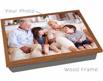 PERSONALISED LAP TRAYS: Customise With Your Own Photo, High Quality Bean Bag Cushion Dinner Tray for Eating or Padded Laptop Lap Desk