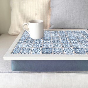 LISBON Lap Tray Desk with Bean Bag Pillow Cushion: High Quality Cushioned Padded, Laptop Tray, Breakfast in Bed, TV Dinner Tray Table
