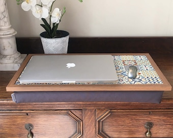 EXTRA LARGE Lap Desk: Portable Laptop Lap Trays with Bean Bag Cushion, Cushioned Breakfast in Bed Tray, TV Dinner Pillow Tray for Eating