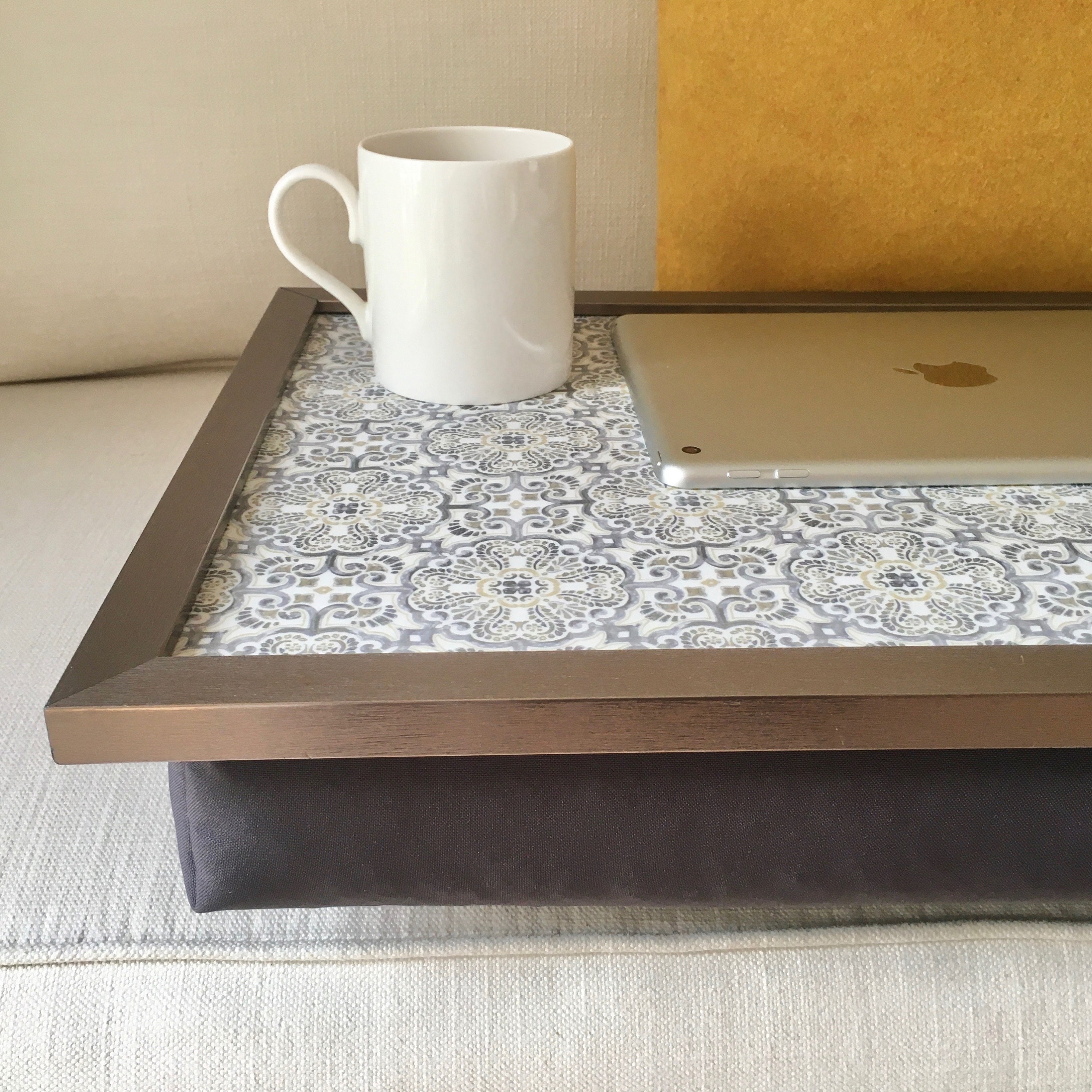 FLEUR GREY Lap Tray Desk with Bean Bag Pillow Cushion Quality Etsy