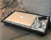 Lap Tray With Bean Bag Cushion - 'Never Give Up' Design, Wooden Frame For Laptop, Breakfast In Bed, Dining & Crafts