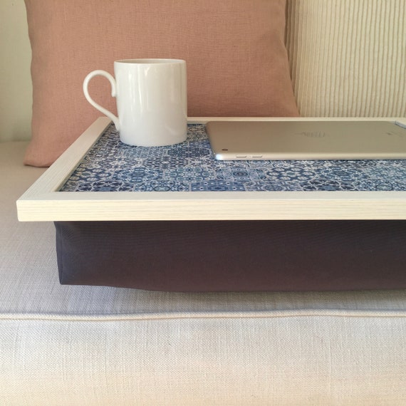 INDIGO Blue Lap Tray Desk With Bean Bag Pillow Cushion Cushioned
