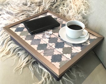 MOORISH Lap Tray Desk with Bean Bag Pillow Cushion: High Quality Cushioned Padded, Laptop, Breakfast in Bed, TV Dinner Tray Table