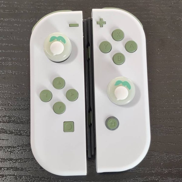 Custom  Nintendo Switch JoyCon White Shell with Matcha Green  Buttons Controllers